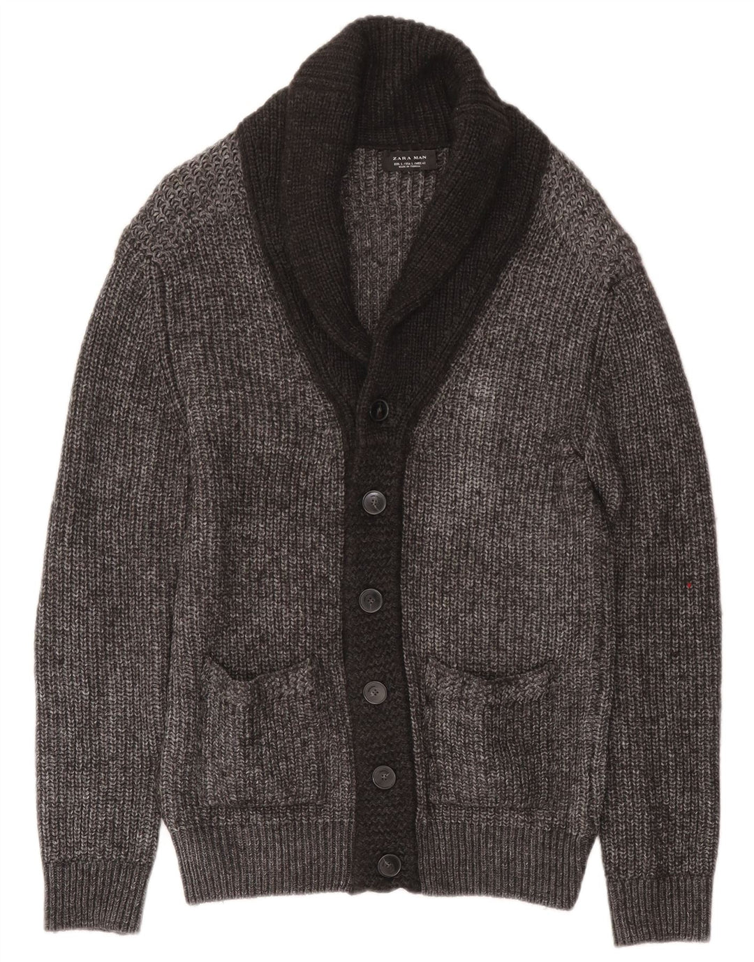 Męski sweter Zara, duży, szary, nakrapiany akryl