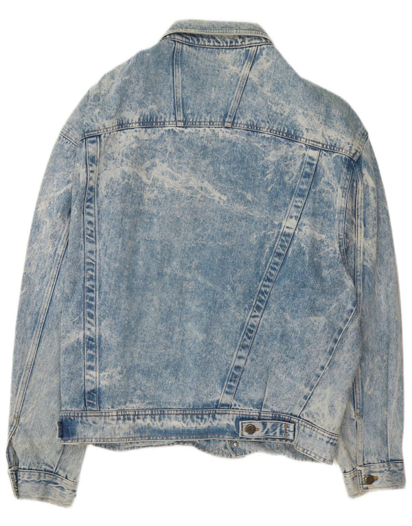 Vintage męska kurtka dżinsowa Acid Wash UK 40, duża niebieska bawełna