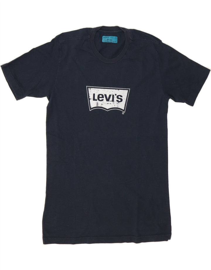 LEVI'S Mens Graphic T-Shirt Top Medium Navy Blue Cotton Vintage Levi's and Second-Hand Levi's from Messina Hembry 