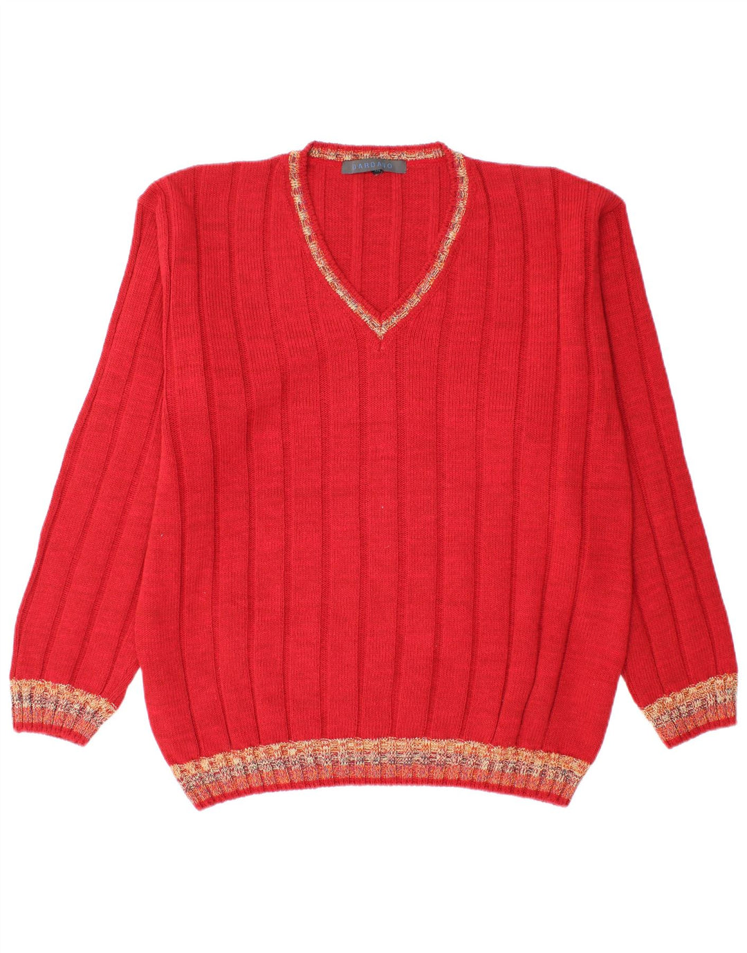 Dardano Męski sweter z dekoltem w kształcie litery V, 2XL, czerwona wełna