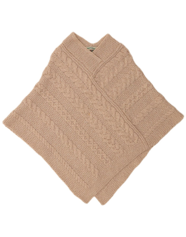 Damski sweter oversize Aran Crafts Poncho UK 10 Small Beżowa wełna Merino