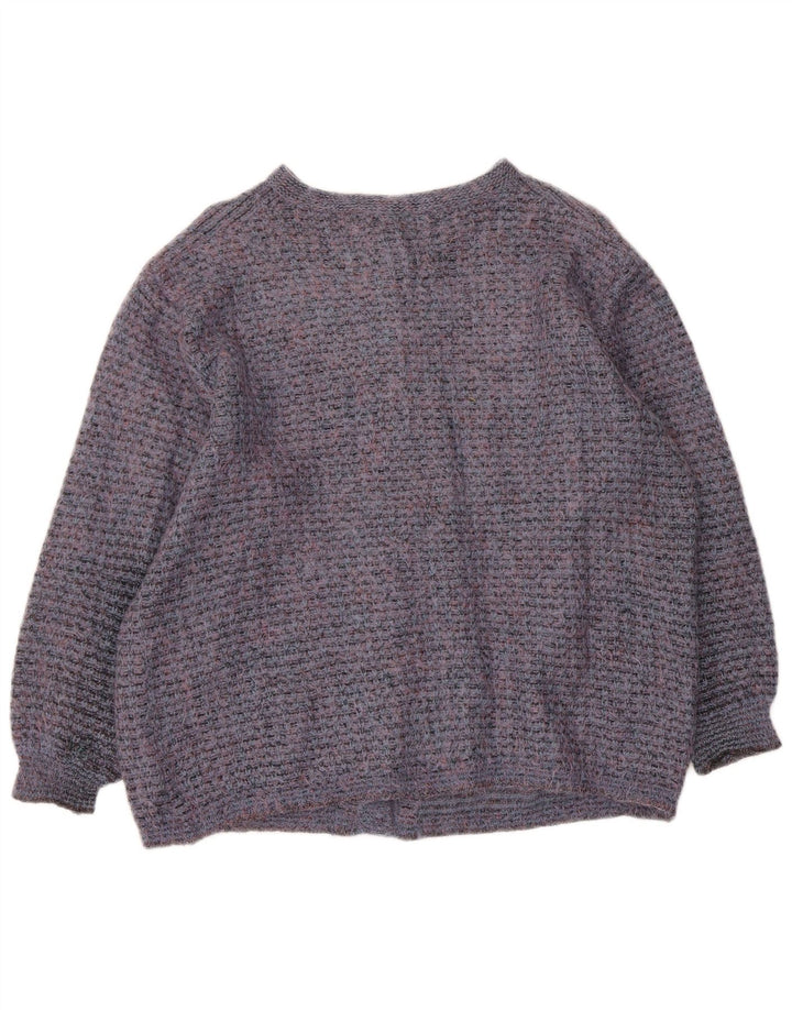 Sweter damski w stylu vintage, rozpinany UK 16, duży niebieski