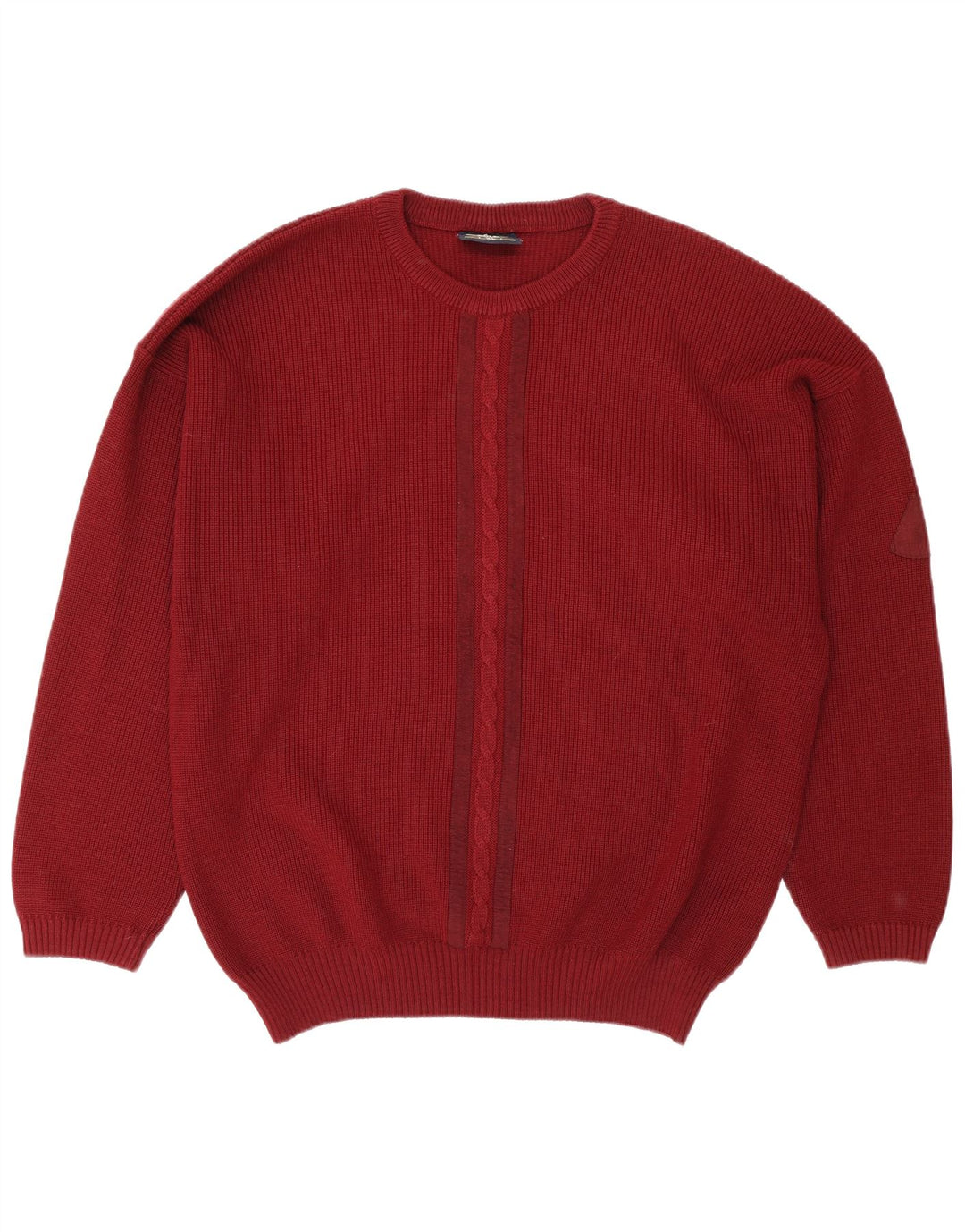 Męski sweter z okrągłym dekoltem North Pole XL, bordowa wełna