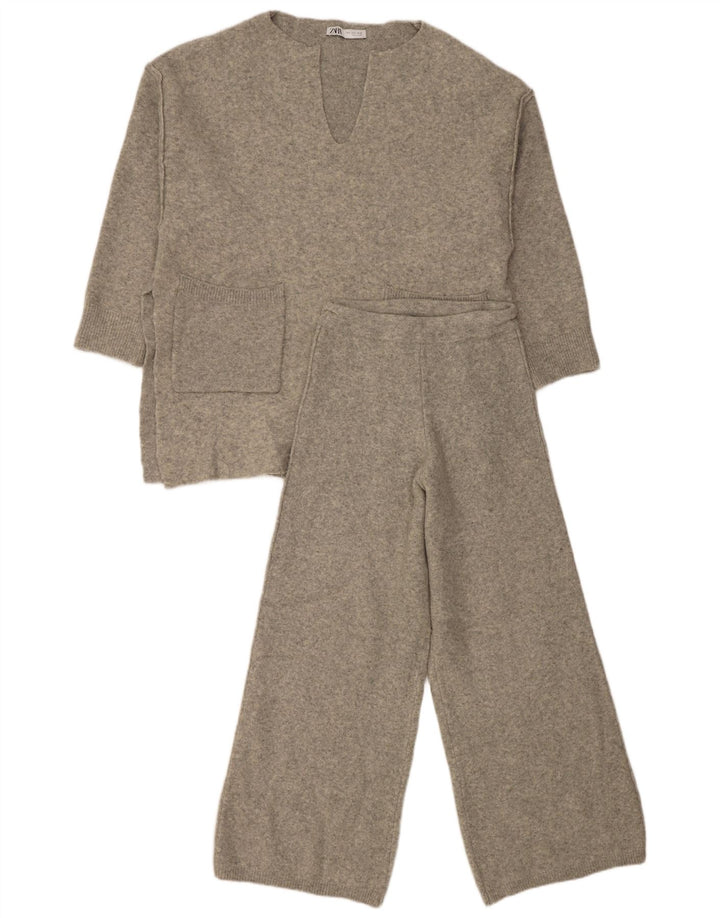 Damski zestaw 2-częściowy oversize z dzianiny Zara UK 10 Small, szary, akrylowy
