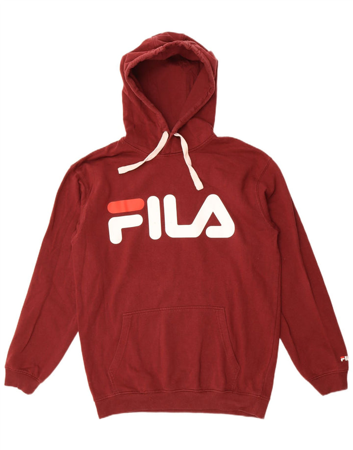Męski sweter z kapturem Fila, średniej wielkości bordowa bawełna