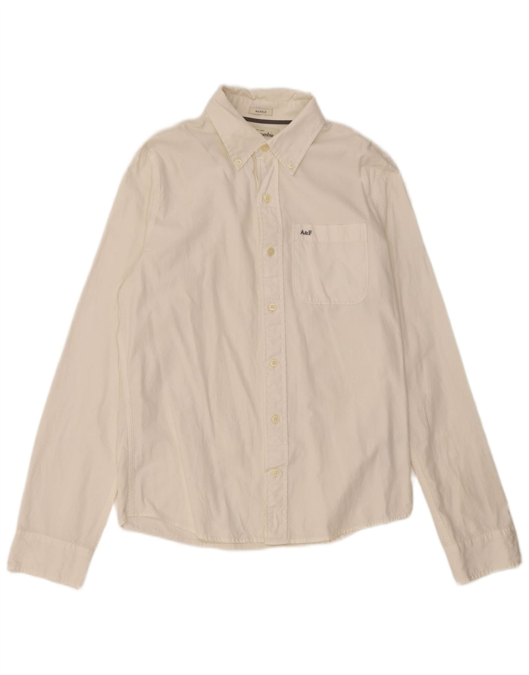 Męska koszula o mięśniach Abercrombie & Fitch, duża, biała, bawełniana