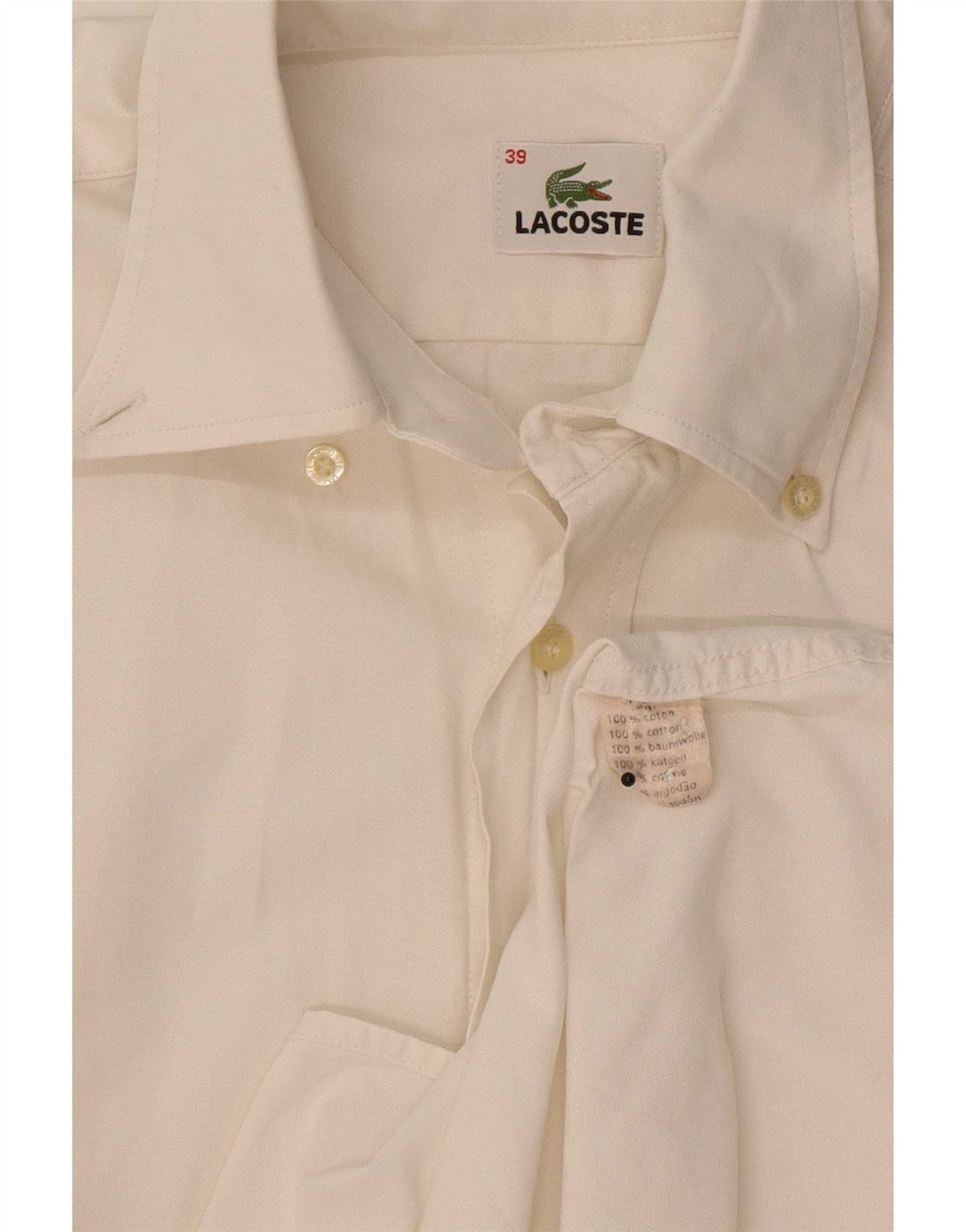 Koszula męska z krótkim rękawem Lacoste, rozmiar 39, średnia biała bawełna