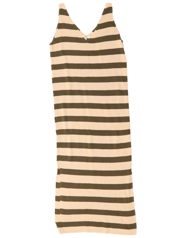 Marks & Spencer Damska sukienka sweterkowa bez rękawów UK 14 w średnie zielone paski