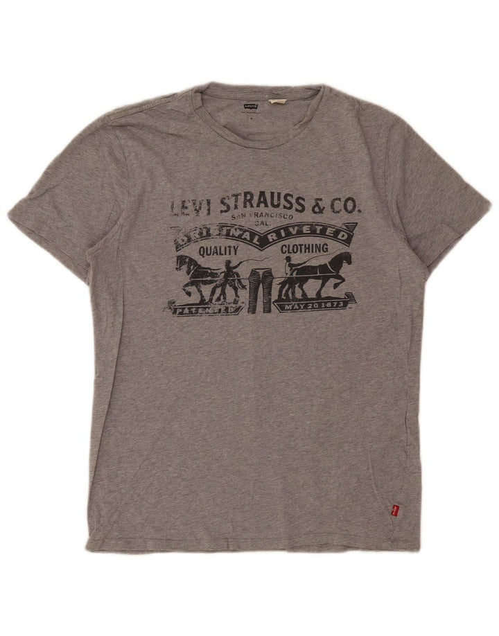 Męski T-shirt z grafiką Levi's, średni, szary, nakrapiany