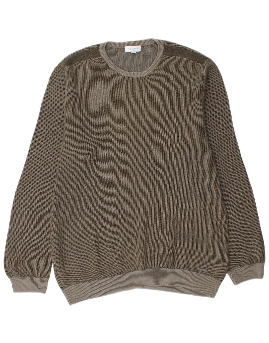 Męski sweter Calvin Klein z okrągłym dekoltem, średnioszary, bawełniany