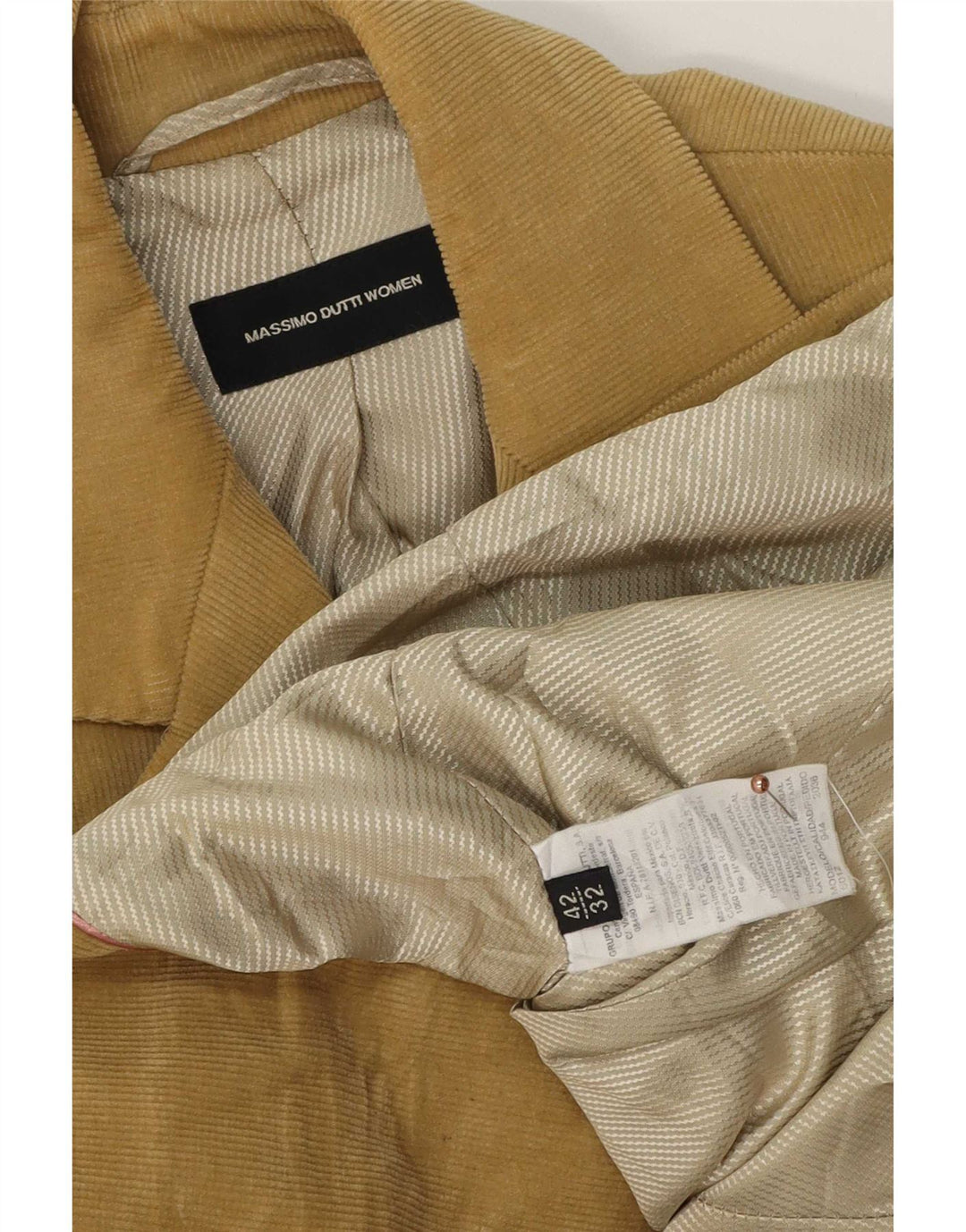 Damska marynarka Massimo Dutti zapinana na 2 guziki, sztruksowa marynarka EU 42, duża, beżowa