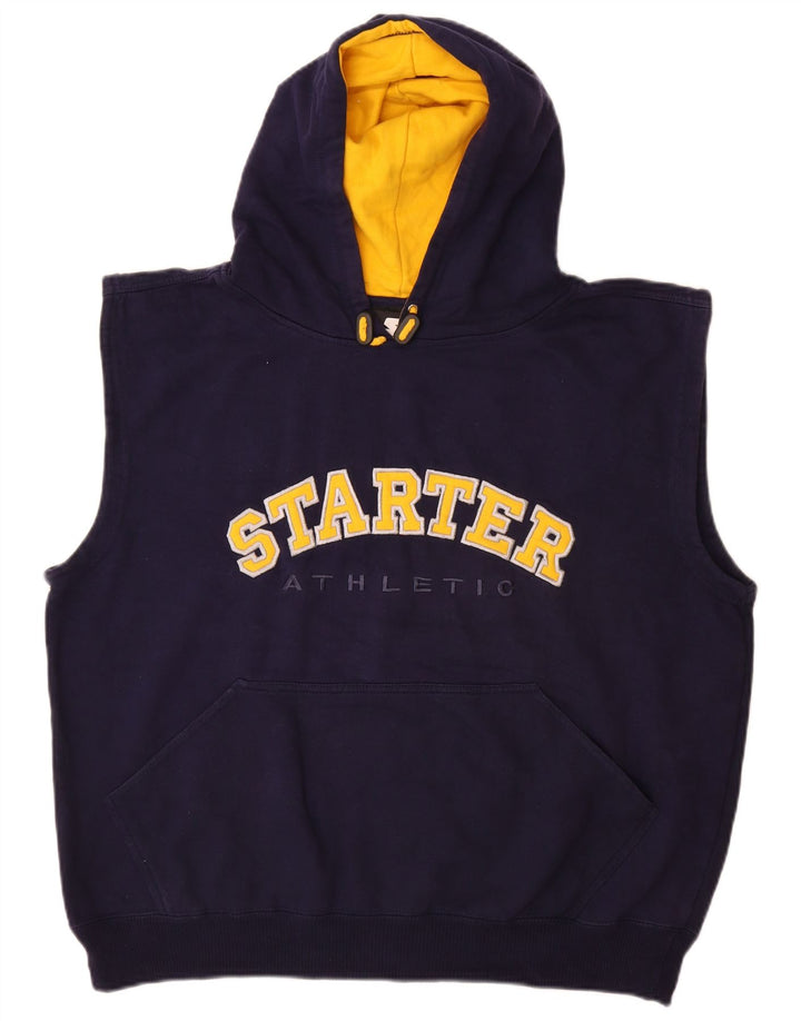 Męski sweter bez rękawów z grafiką STARTER, duży, granatowy, bawełniany