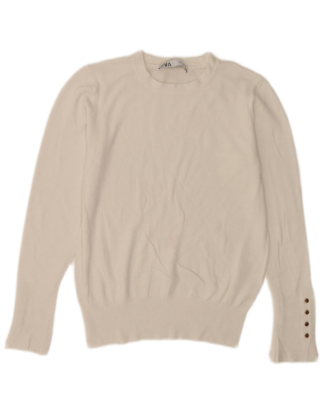 Sweter damski Zara z okrągłym dekoltem UK 12, średni biały