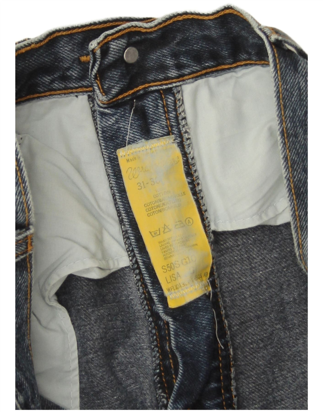 Damskie jeansy z wysokim stanem WRANGLER W31 L30, niebieska bawełna