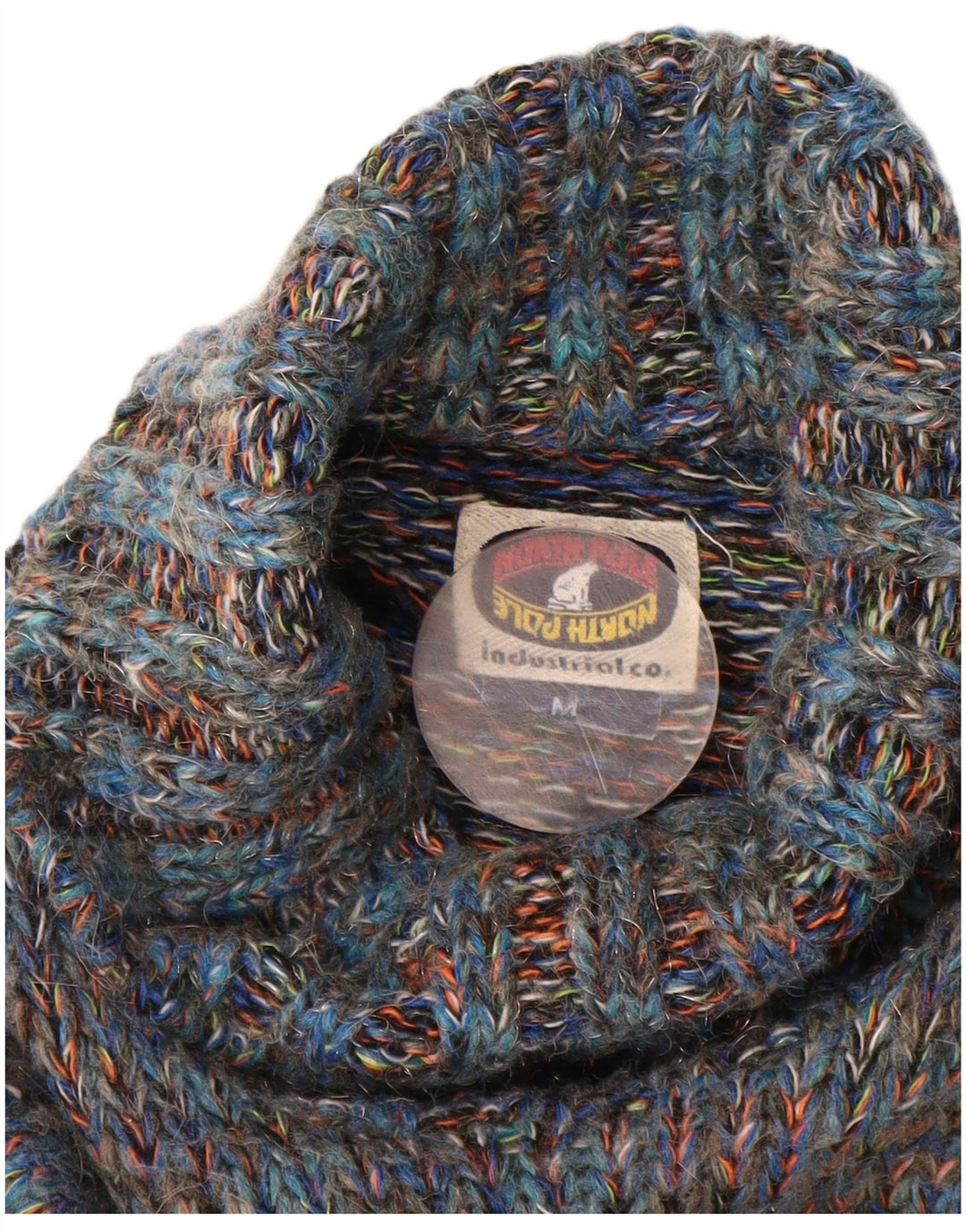 Męski sweter z golfem NORTH POLE Średni niebieski, wełniany w cętki