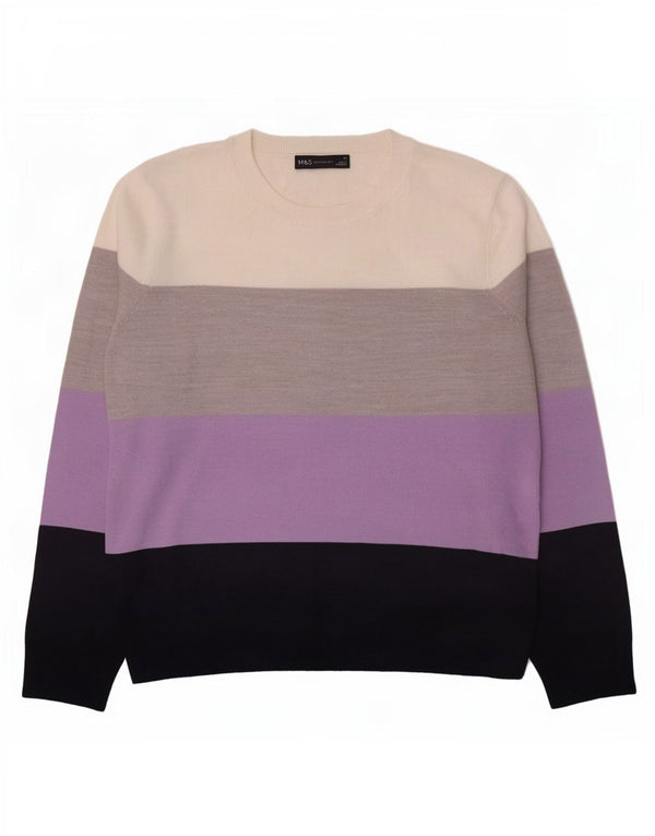 Marks & Spencer Damski sweter z dekoltem w łódkę, UK 14, duży, wielokolorowy