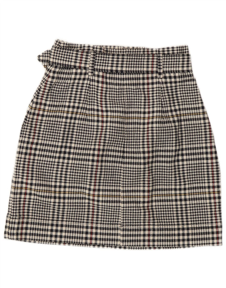 Marks & Spencer Damska spódnica mini UK 8 Small W26 Czarna bawełniana pepitka