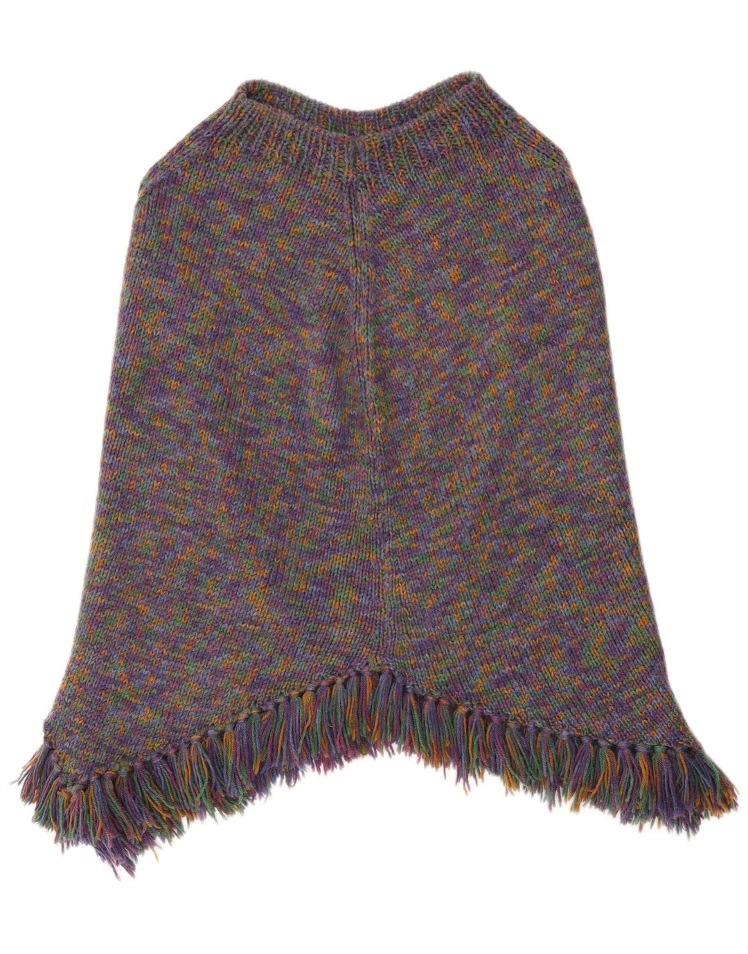 Vintage damski sweter poncho UK 14, duży, wielobarwny nakrapiany