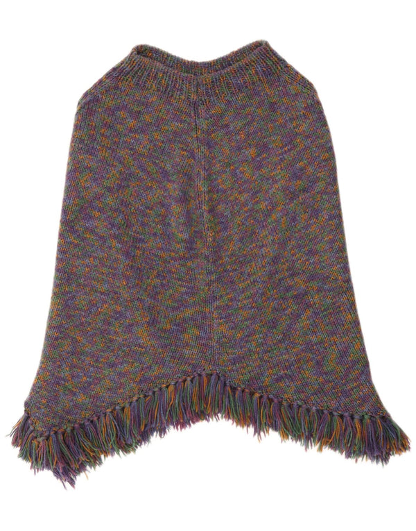 Vintage damski sweter poncho UK 14, duży, wielobarwny nakrapiany