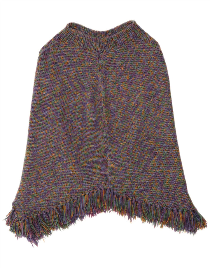 Vintage damski sweter poncho UK 14, duży, wielobarwny nakrapiany