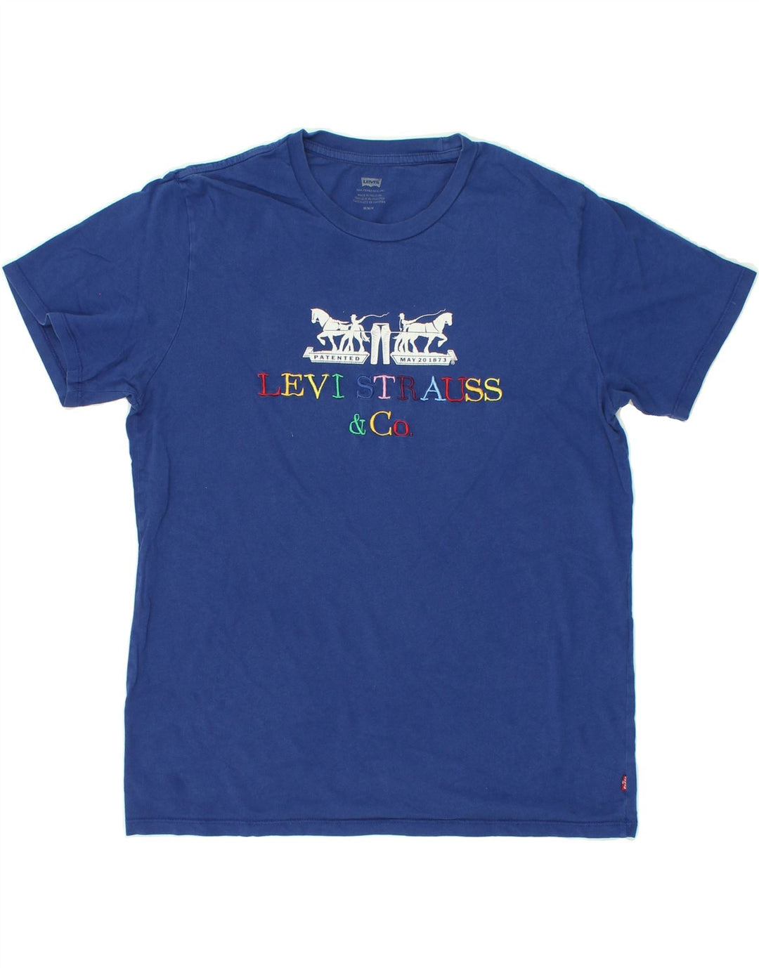 LEVI'S Mens Graphic T-Shirt Top Medium Blue Cotton Vintage Levi's and Second-Hand Levi's from Messina Hembry 
