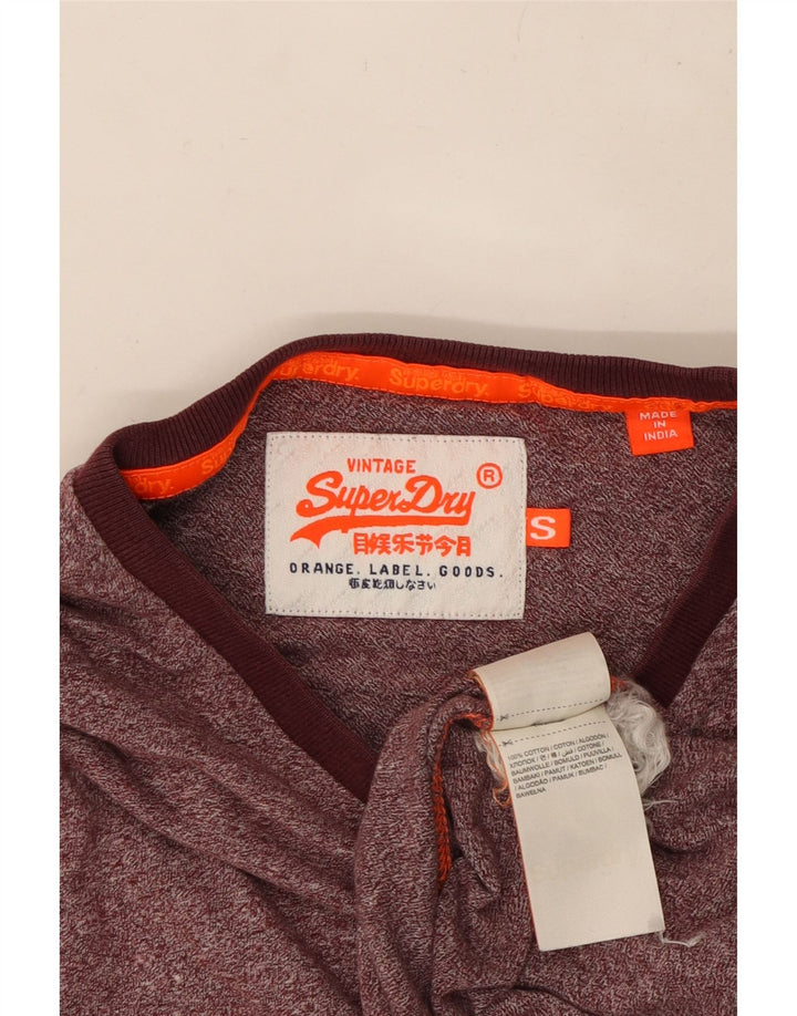 SUPERDRY Męski T-shirt Top, mały, bordowy, z bawełny w plamki