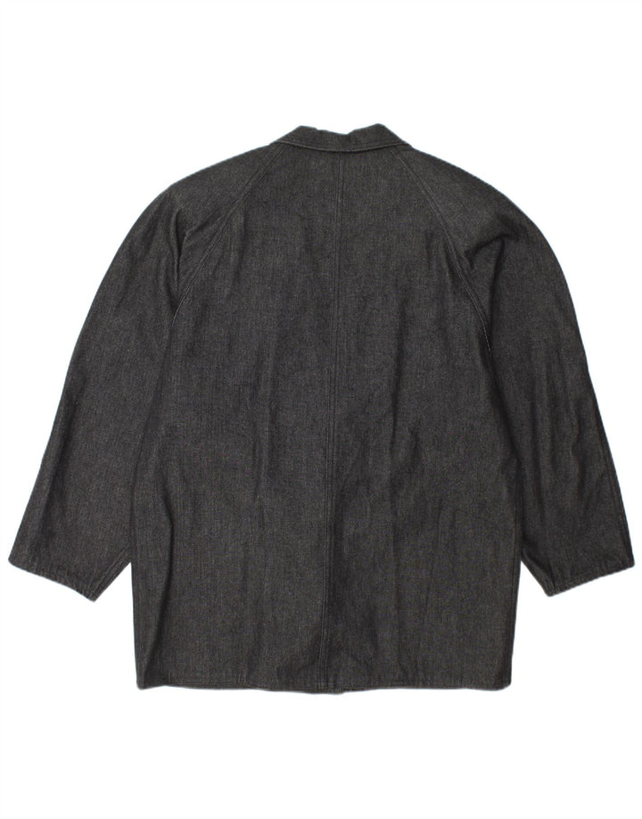 Damska marynarka dżinsowa zapinana na 1 guzik w stylu vintage, duża, szara