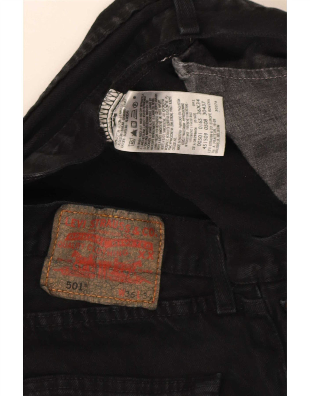 Męskie dżinsy Levi's 501 Straight W36 L34 Czarna bawełna