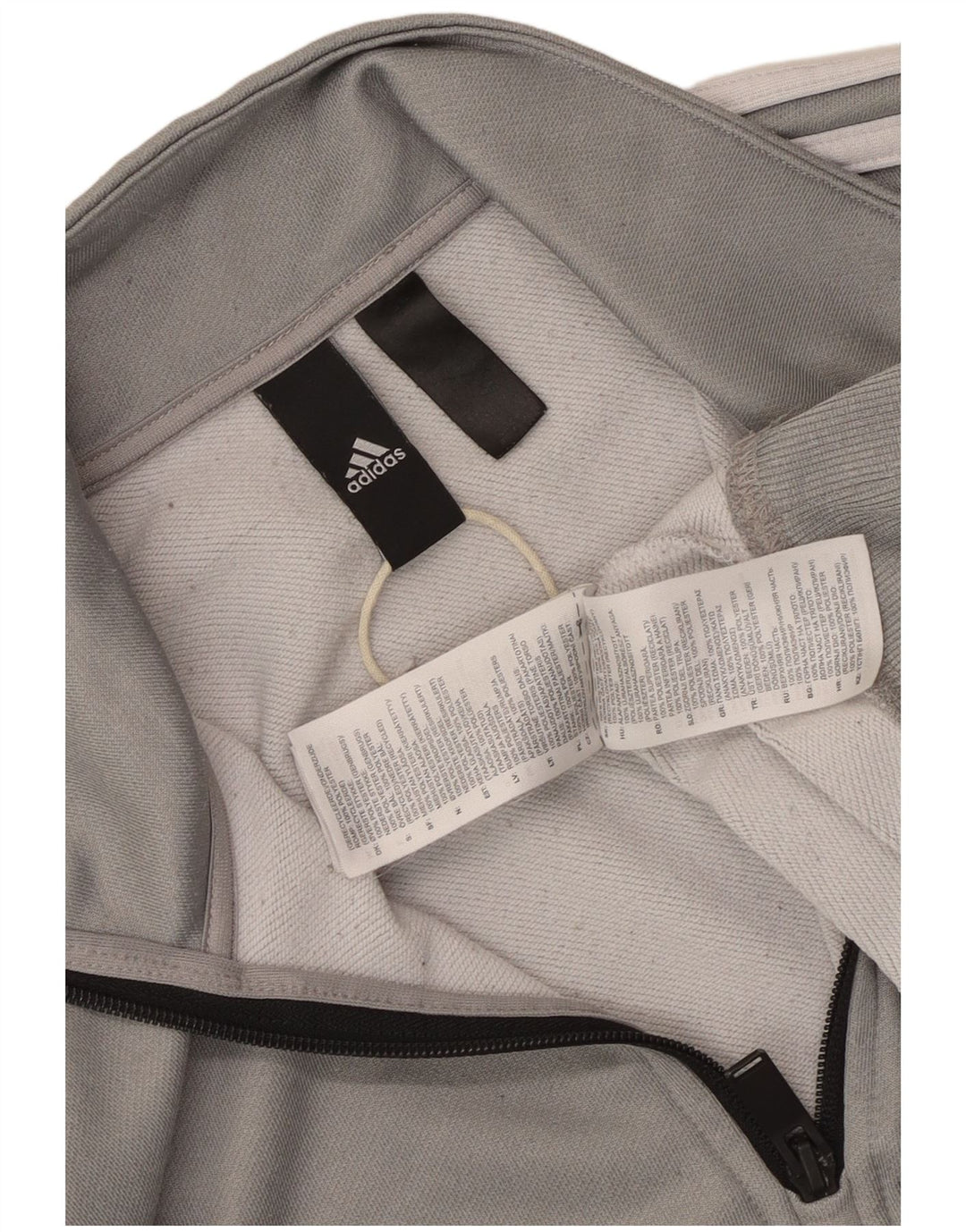Adidas Męska bluza z zamkiem błyskawicznym, mały, szary poliester