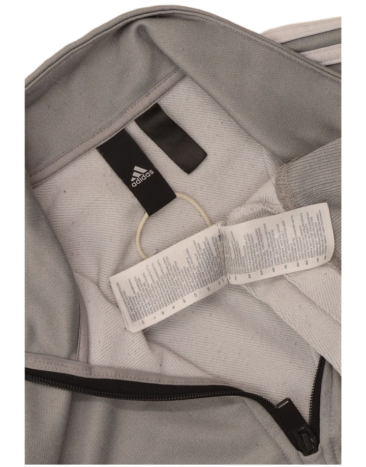 Adidas Męska bluza z zamkiem błyskawicznym, mały, szary poliester