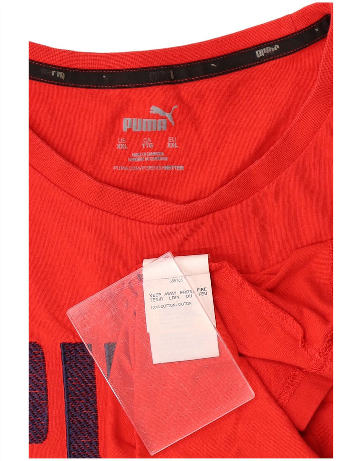 Męski T-shirt z grafiką PUMA Top 2XL, czerwona bawełna