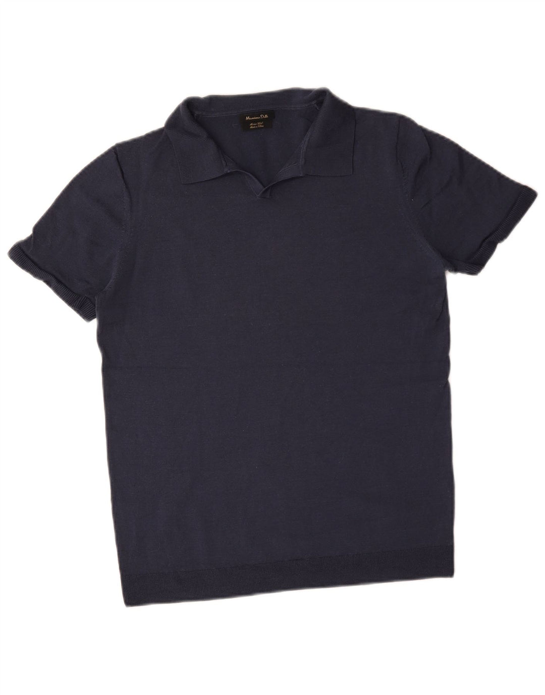 Męski sweter polo Massimo Dutti z krótkim rękawem i dekoltem w kolorze średniego granatu