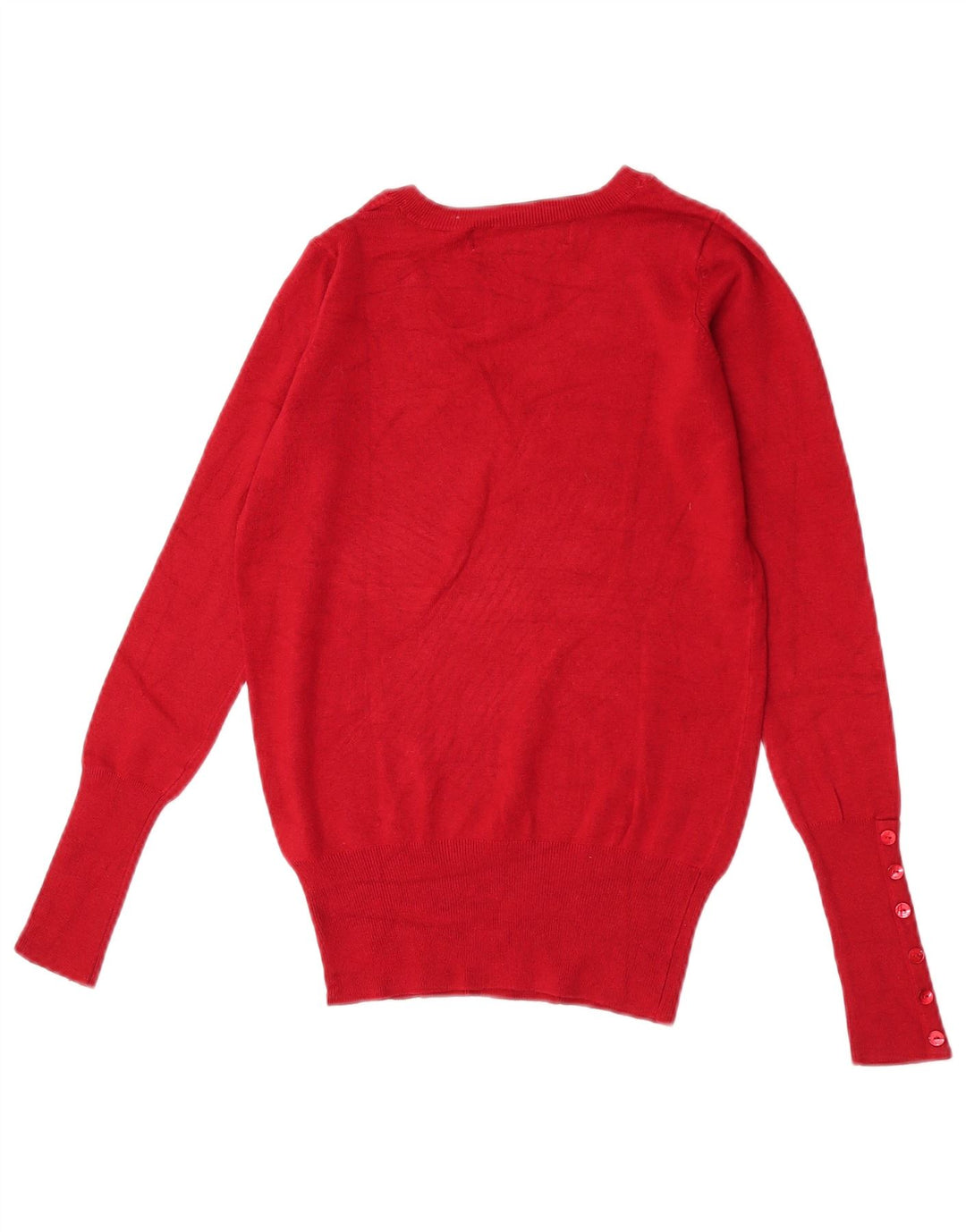 Sweter damski Zara z dekoltem w kształcie litery V, UK 10, mały czerwony sztuczny jedwab