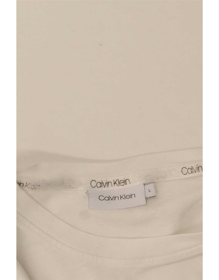 Męski T-shirt z grafiką Calvin Klein, duży, biały