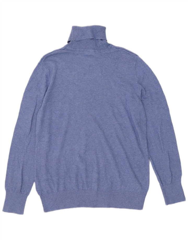 L.L.Bean Męski sweter z golfem, duży, niebieski, bawełniany