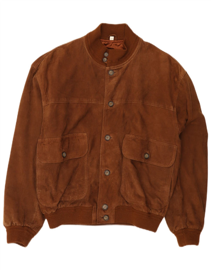Vintage męska zamszowa kurtka bomber IT 50 duża brązowa skóra