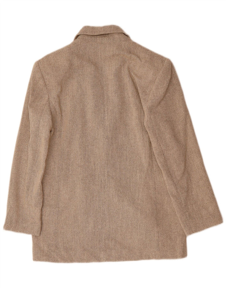 ZARA Womens Oversized 2 Button Blazer Jacket UK 6 XS Beige Polyester
