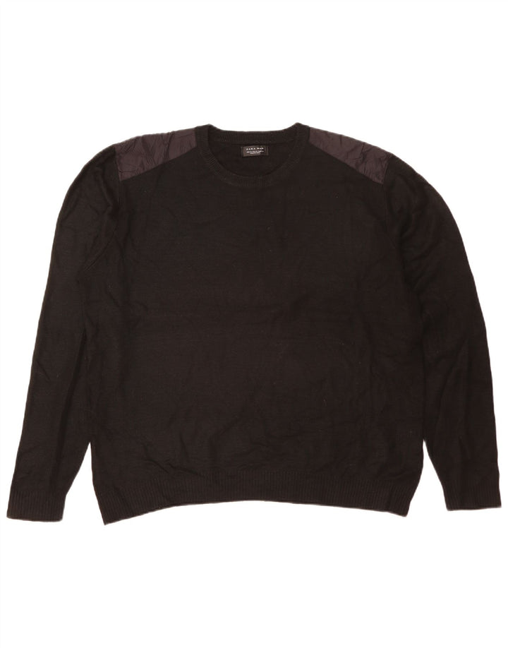 Męski sweter z okrągłym dekoltem Zara XL, czarny akryl