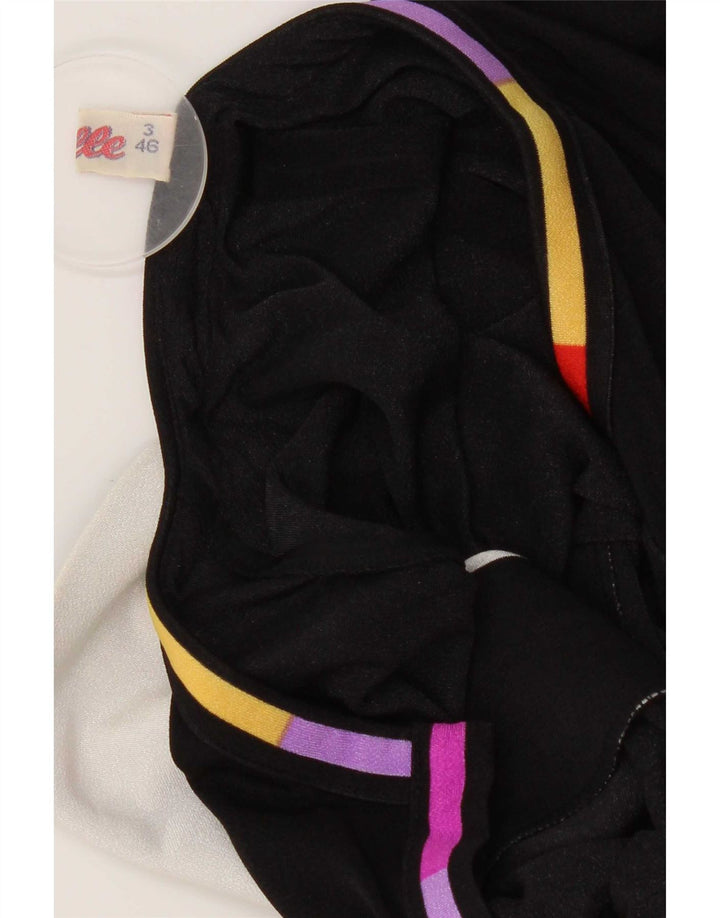 Damska sukienka maxi w stylu vintage IT 46, duża, czarna, w kwiaty, poliamid