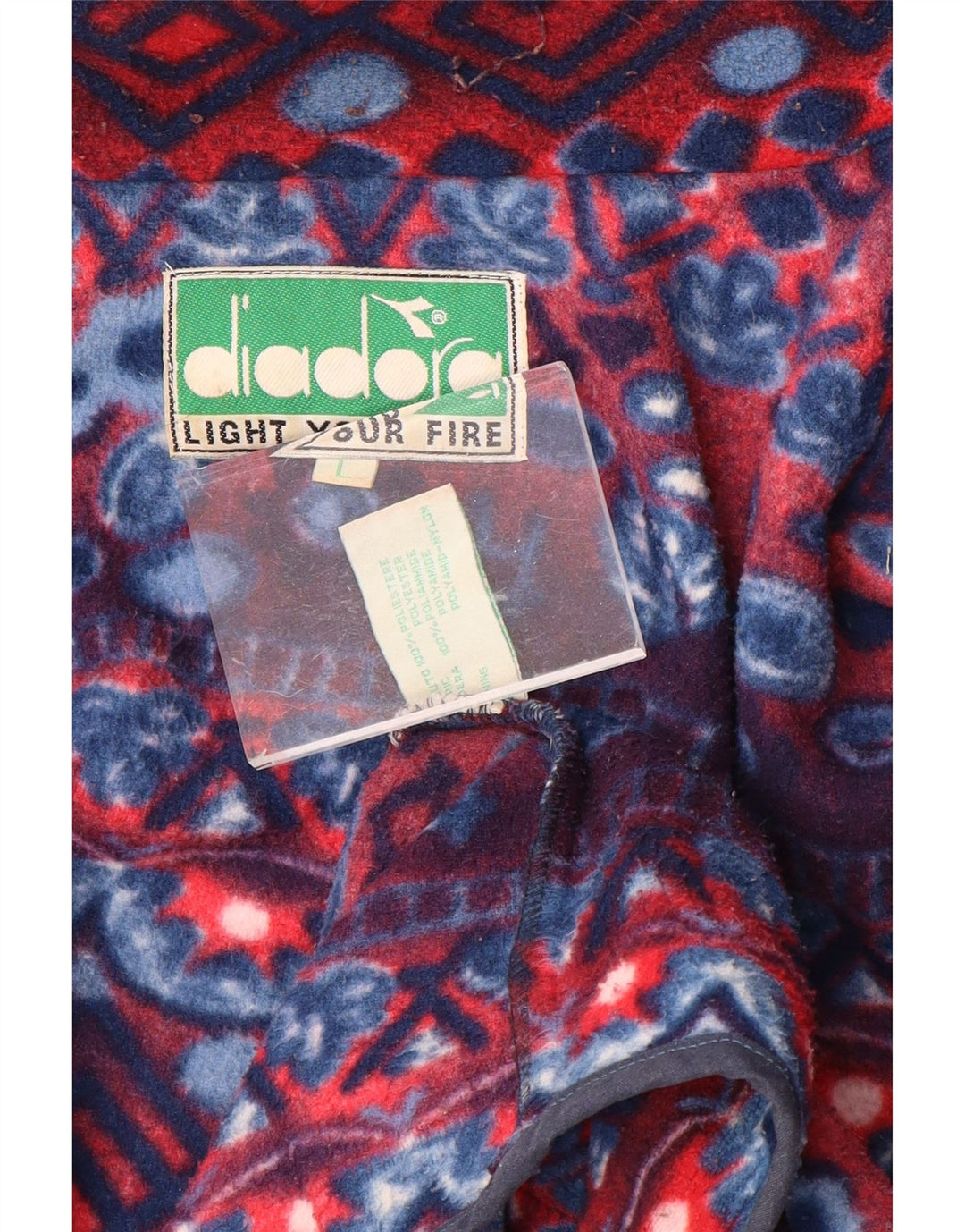 Męska kurtka polarowa DIADORA UK 40, duża, granatowa, z geometrycznym poliestrem