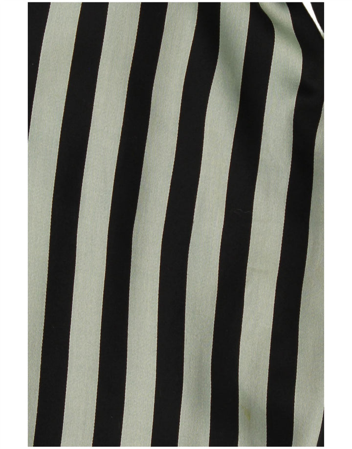 Damska bluzka koszulowa w stylu vintage EU 44 XL, wiskoza w zielone paski