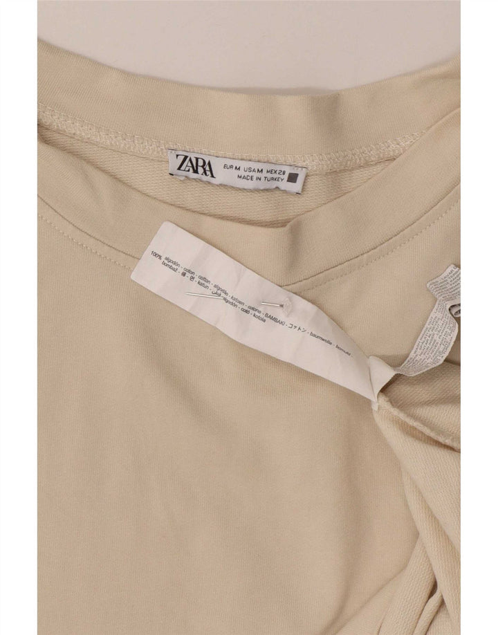 Sweter damski Zara UK 14, średni beż, bawełna w kwiaty