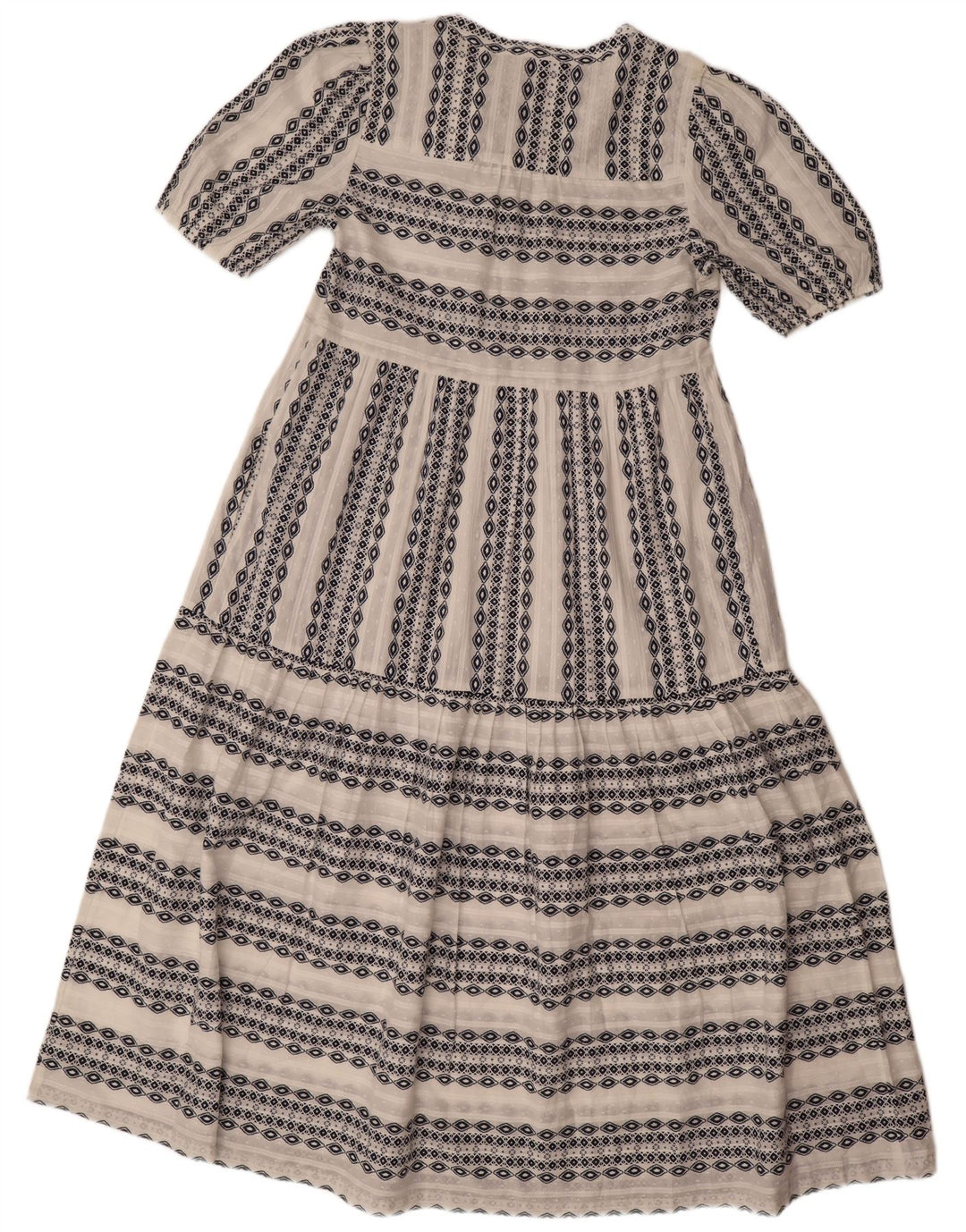 Marks & Spencer Damska sukienka maxi UK 10 Mała, biała, geometryczna bawełna