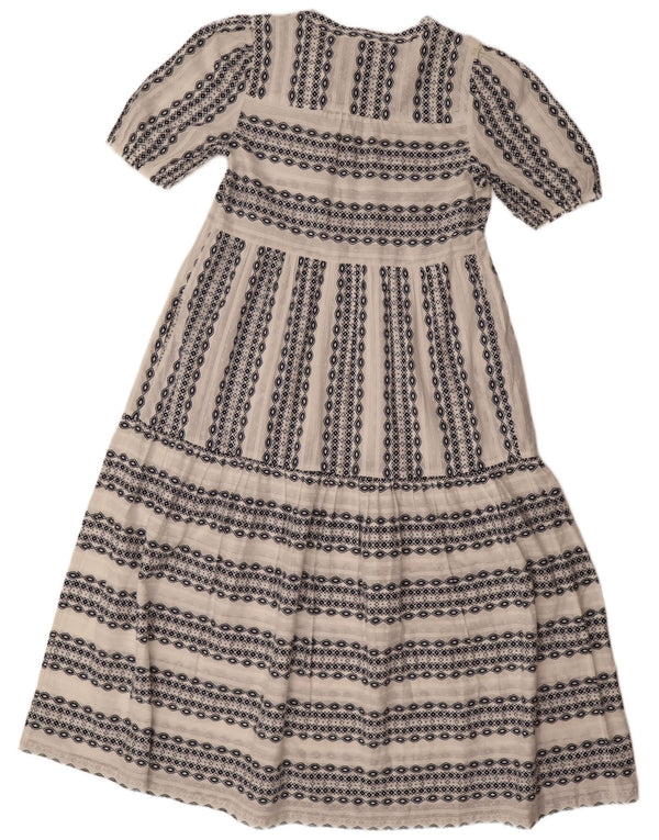 Marks & Spencer Damska sukienka maxi UK 10 Mała, biała, geometryczna bawełna