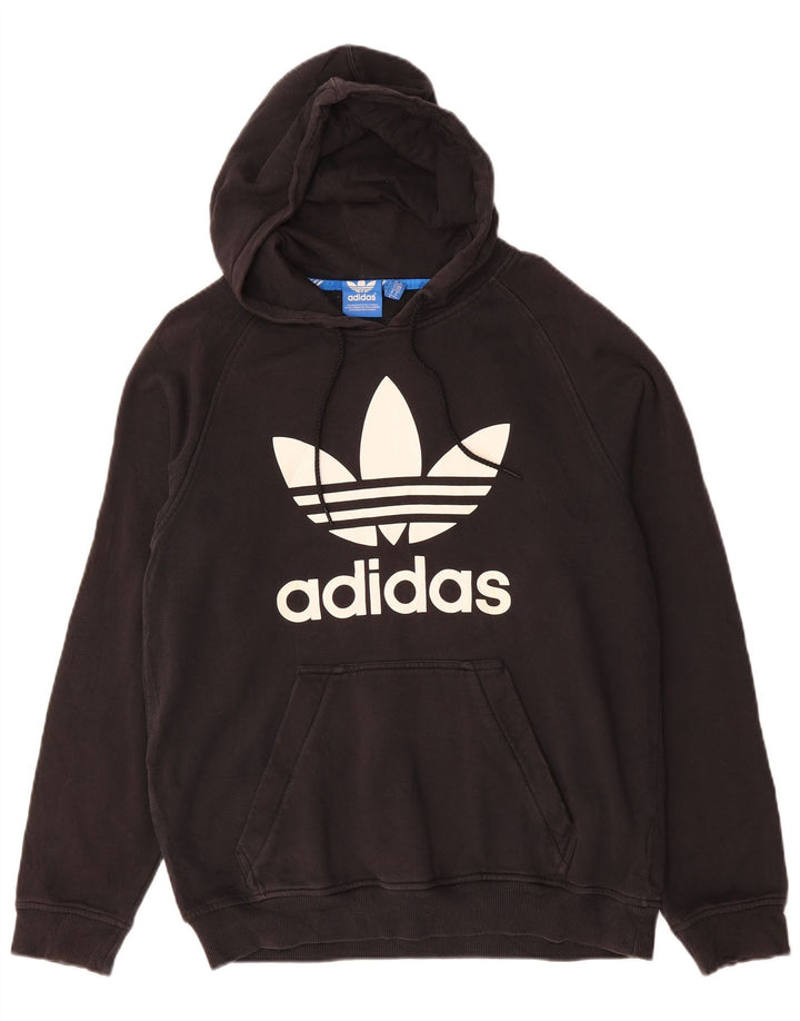 Męski sweter z kapturem ADIDAS z grafiką, średniej wielkości, czarny, bawełniany