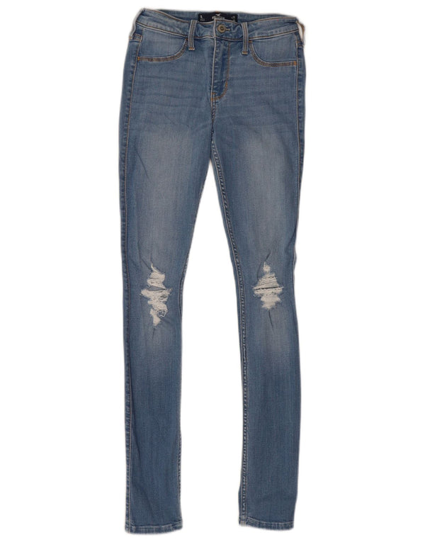 Damskie legginsy Hollister ze średnim stanem i przetarciami W25 L30 niebieskie