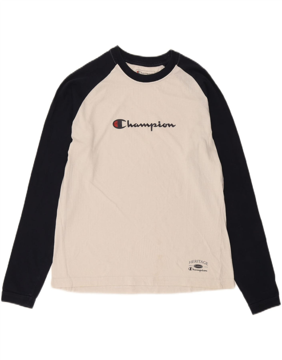 Męska koszulka Champion Heritage Graphic Top z długim rękawem i średnim białym kolorem