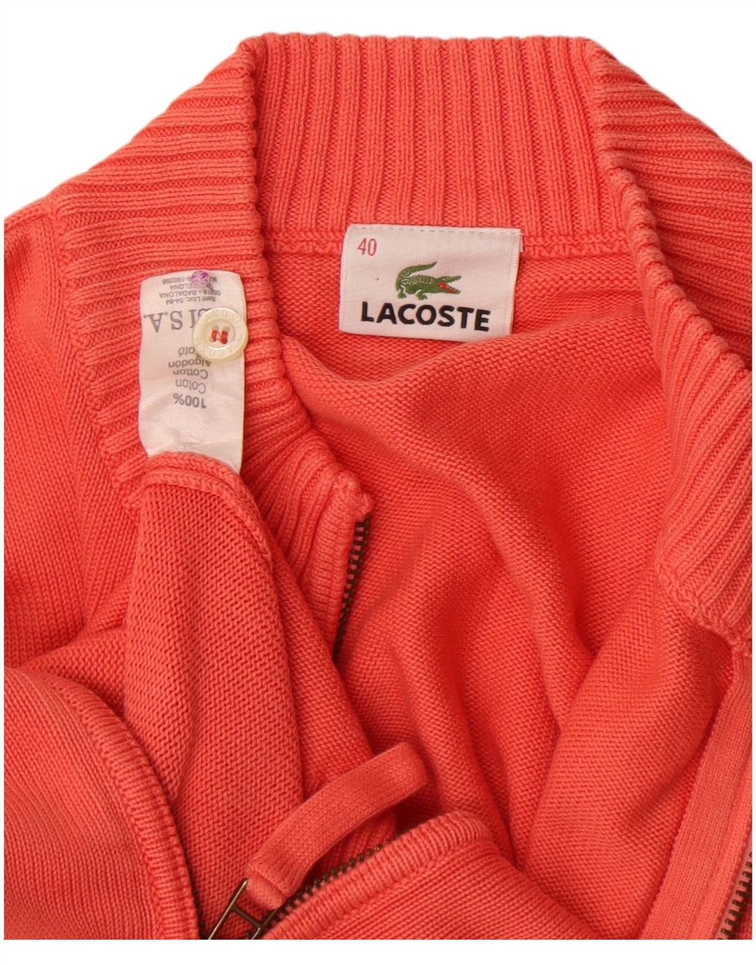 Lacoste Damski sweter rozpinany, rozmiar 40, średni pomarańczowy, bawełniany