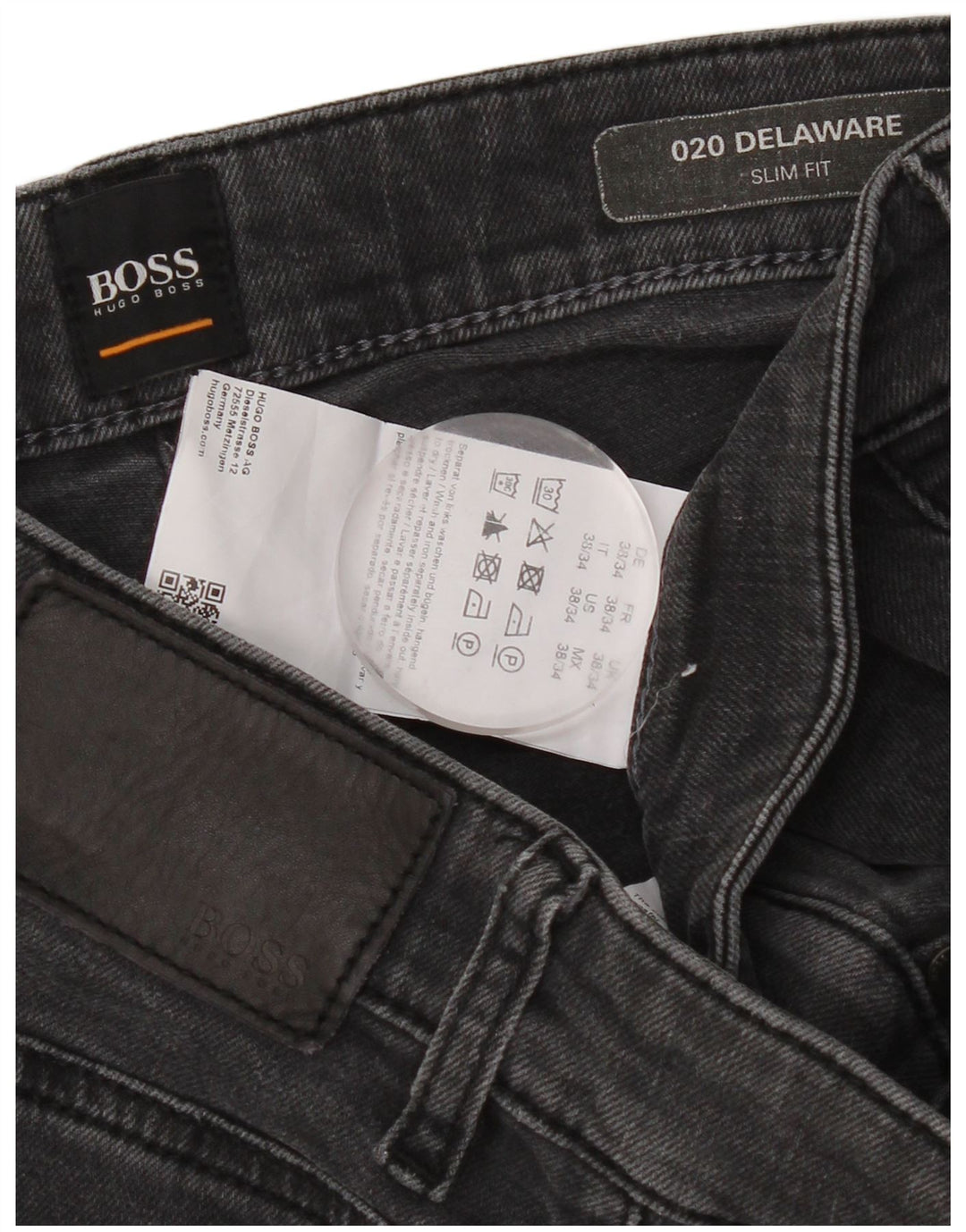 Hugo Boss Męskie Delaware Slim Jeans W38 L34 Szara bawełna