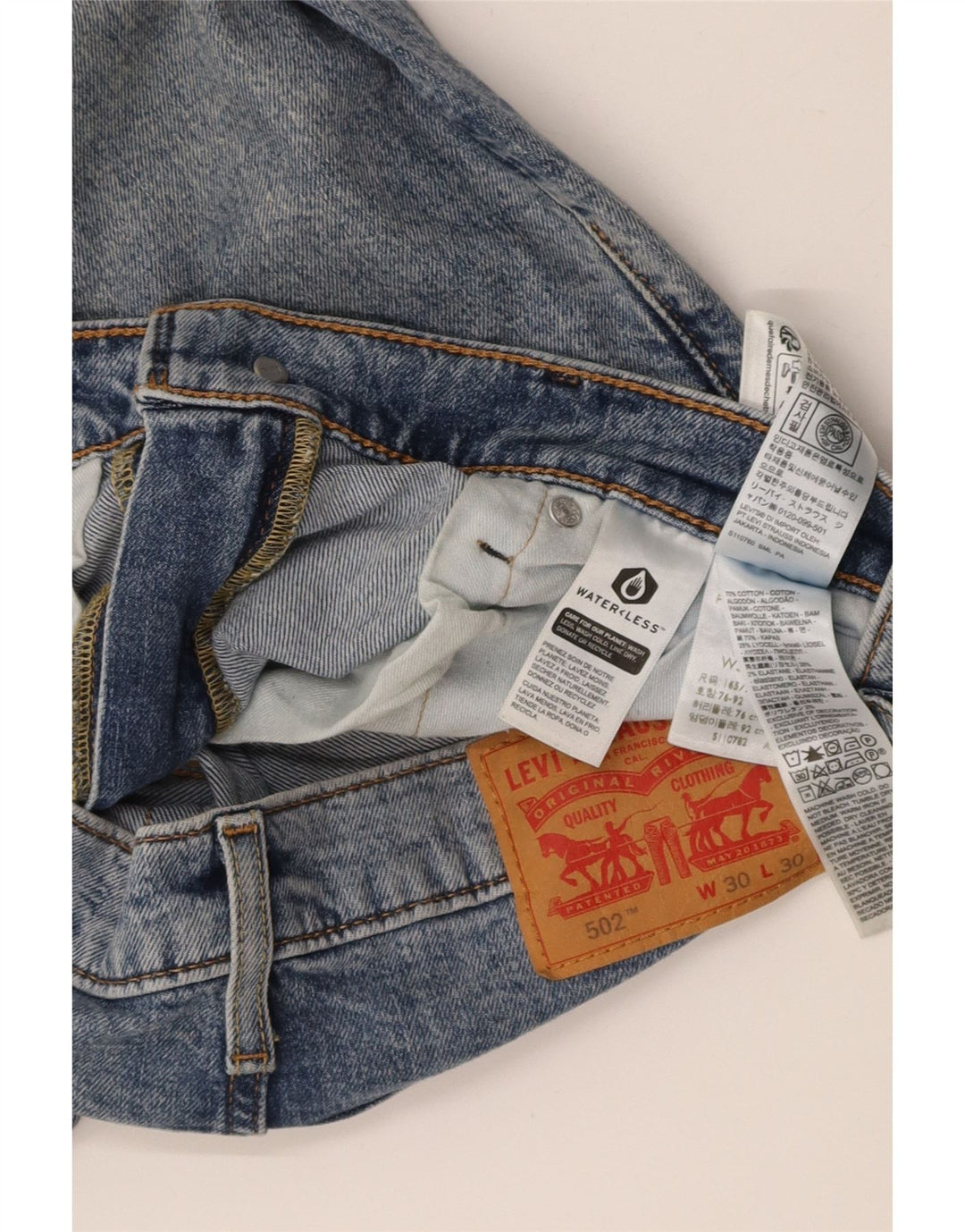 LEVI'S Mens 502 Tapered Jeans W30 L30 Blue Cotton